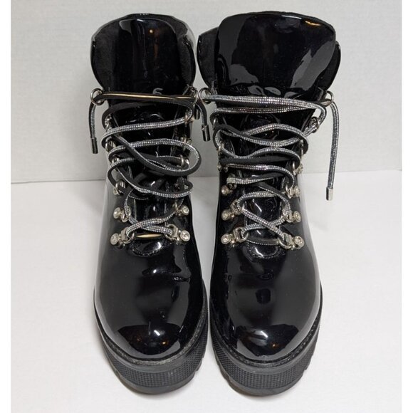Azalea Wang Y2K Platform Boots Patent Leather Combat Sparkle Womens Size 10 - Picture 4 of 9